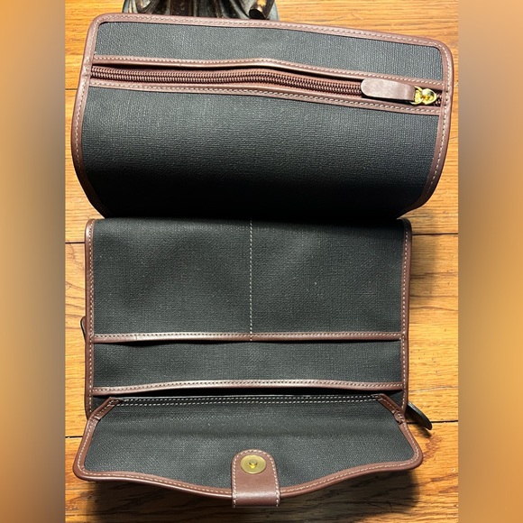 Dunhill Authentic Clutch Bag Second Bag Gray Brown Leather Green Plaid Lining! - Picture 10 of 14